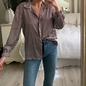Vintage Striped Button Up Blouse